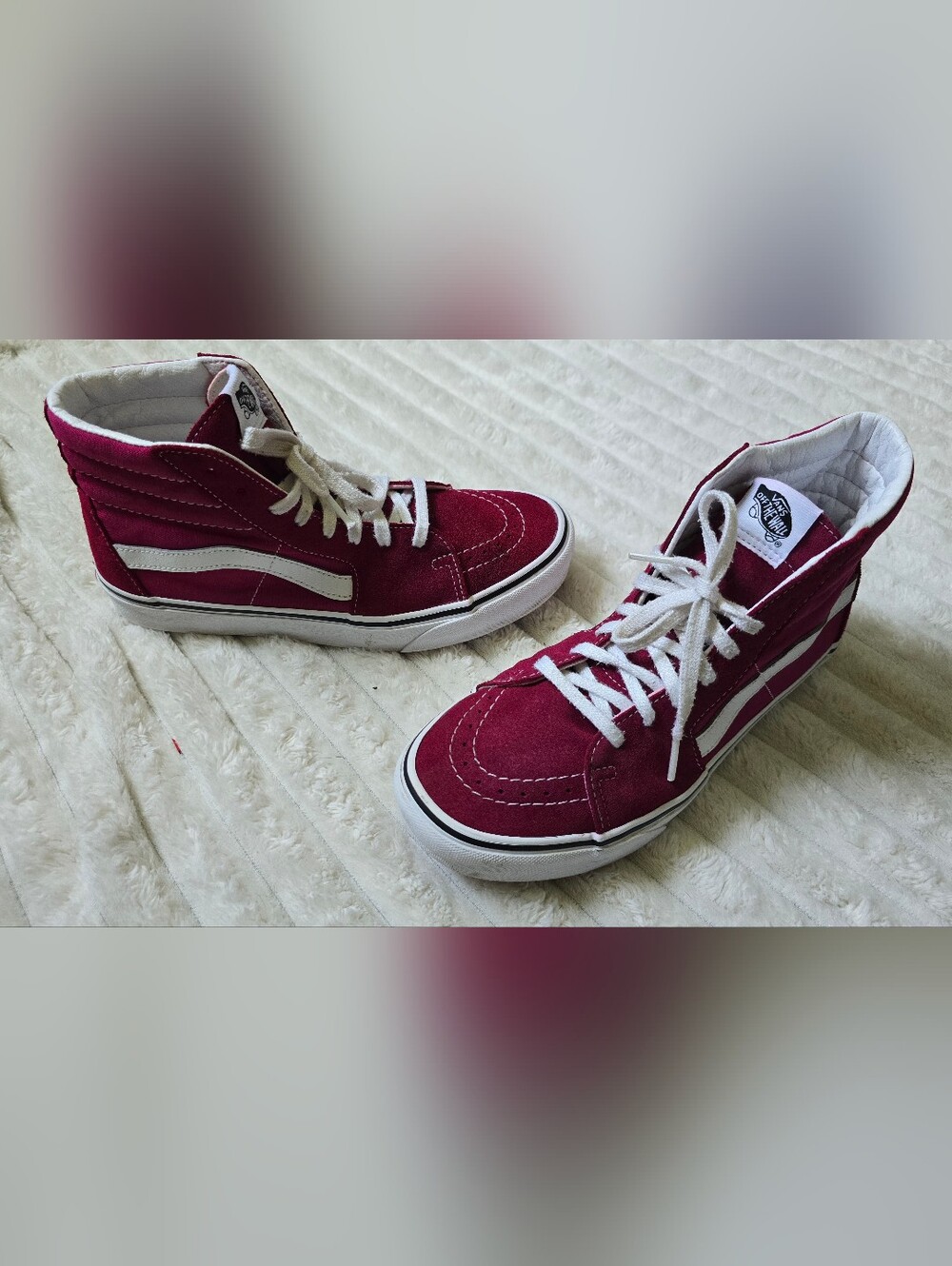 Vans Sk8-Hi Maroon Pink Magenta High Top Skate Shoes Womens Size 9.5 - Picture 5 of 10